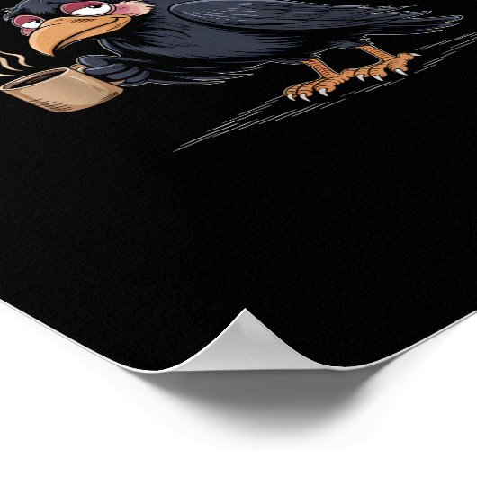 F Caw F Coffee Crow Gothic Raven Funny Halloween ポスター (角)