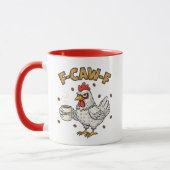 F-CAW-F Coffee Lover Chicken, Funny FCAWF Bird マグカップ (左)