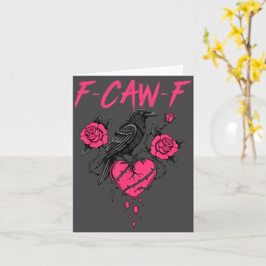 F Caw F Crow Anti Valentine's Day Dark Gothic Brok カード (黄色い花)