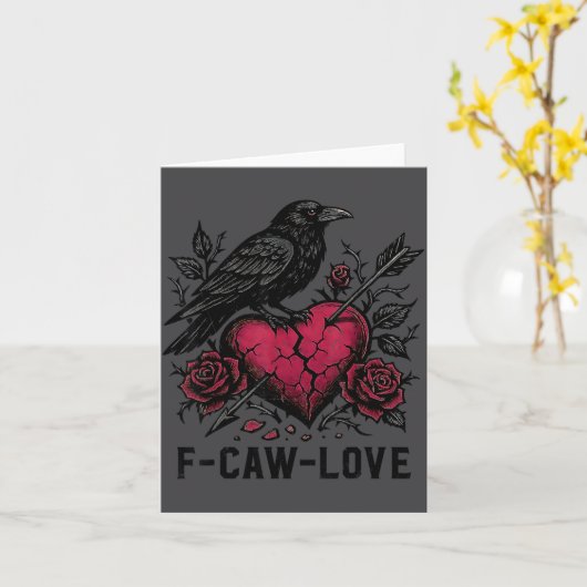 F Caw F Crow Anti Valentine's Day Dark Gothic Brok カード (黄色い花)