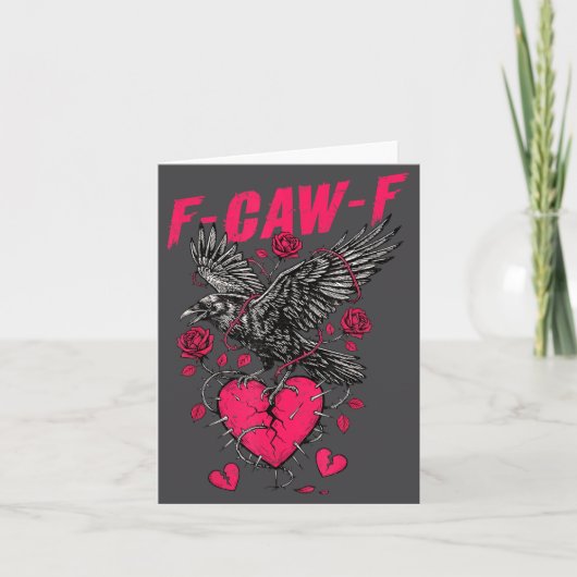 F Caw F Crow Anti Valentine's Day Dark Gothic Brok カード (正面)