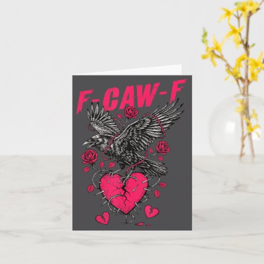 F Caw F Crow Anti Valentine's Day Dark Gothic Brok カード (黄色い花)