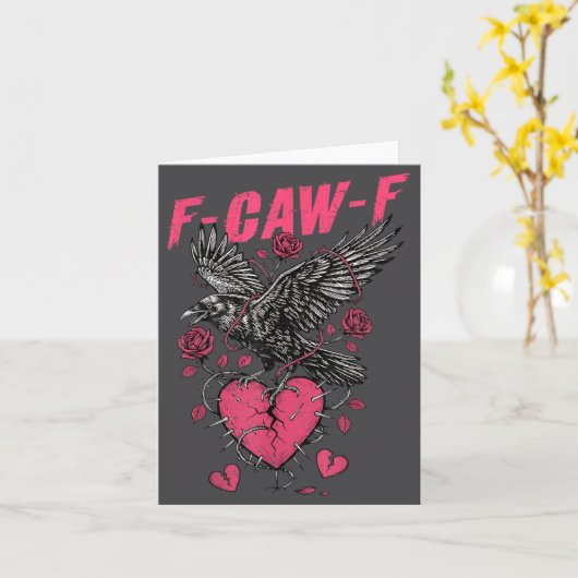 F Caw F Crow Anti Valentine's Day Dark Gothic Brok カード (黄色い花)