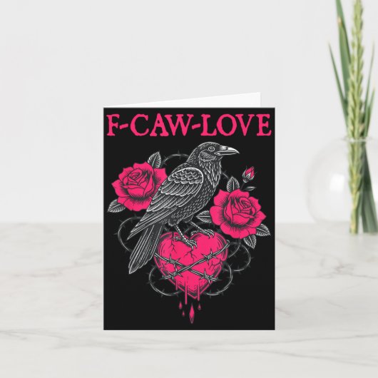 F Caw F Crow Anti Valentine's Day Dark Gothic Brok カード (正面)