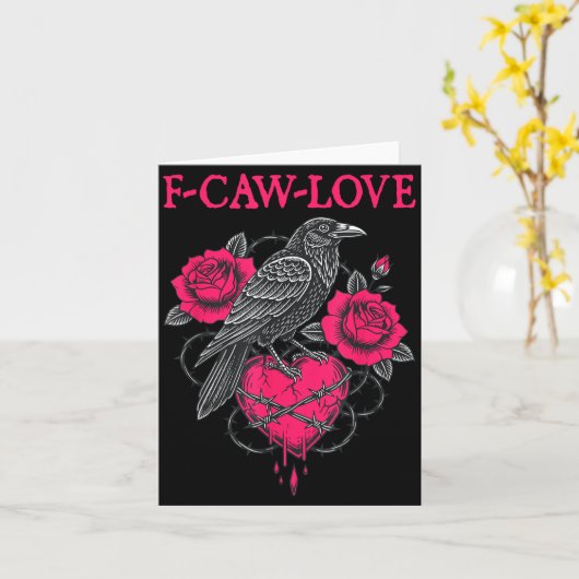 F Caw F Crow Anti Valentine's Day Dark Gothic Brok カード (黄色い花)