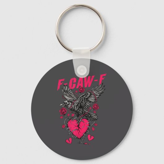 F Caw F Crow Anti Valentine's Day Dark Gothic Brok キーホルダー (正面)