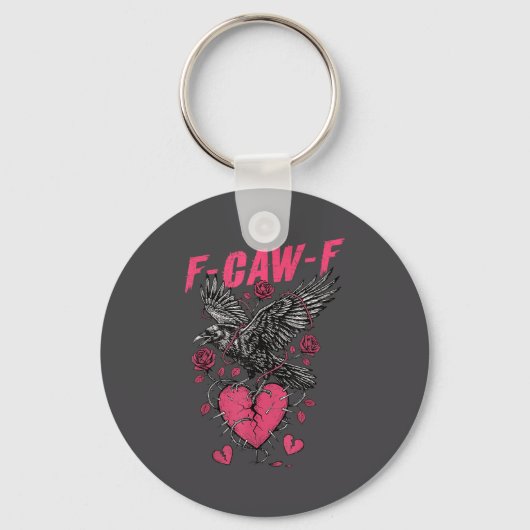 F Caw F Crow Anti Valentine's Day Dark Gothic Brok キーホルダー (正面)