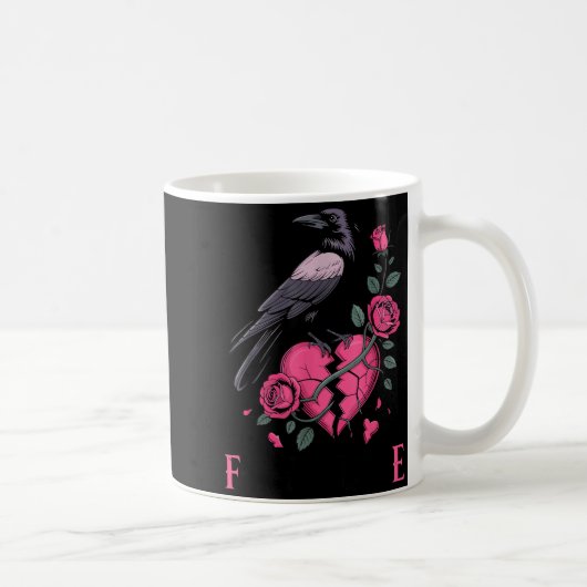 F Caw F Crow Anti Valentine's Day Dark Gothic Brok コーヒーマグカップ (右)