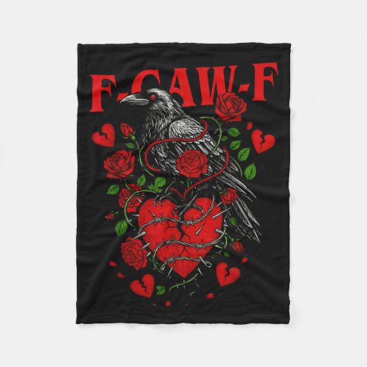 F Caw F Crow Anti Valentine's Day Dark Gothic Brok フリースブランケット (正面)
