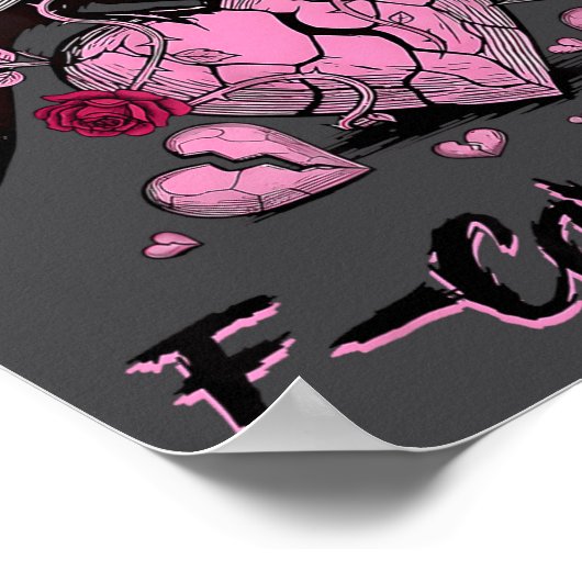 F Caw F Crow Anti Valentine's Day Dark Gothic Brok ポスター (角)