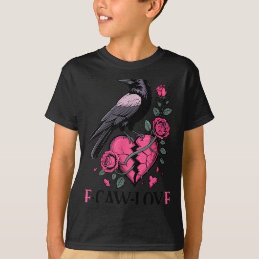 F Caw F Crow Anti Valentine's Day Dark Gothic Brok Tシャツ (正面)