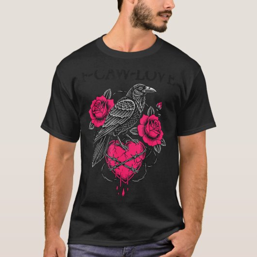 F Caw F Crow Anti Valentine's Day Dark Gothic Brok Tシャツ (正面)