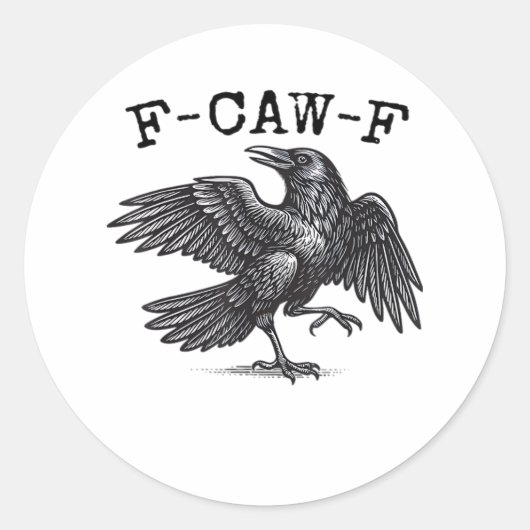 F-Caw-F Crow, Bird Cawing Grunge Cool Unique ラウンドシール (正面)