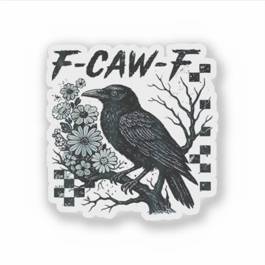 F-Caw-F Crow Bird Retro Classic シール (正面)