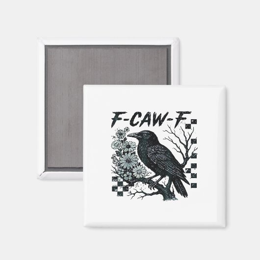 F-Caw-F Crow Bird Retro Classic マグネット (正面/裏面)