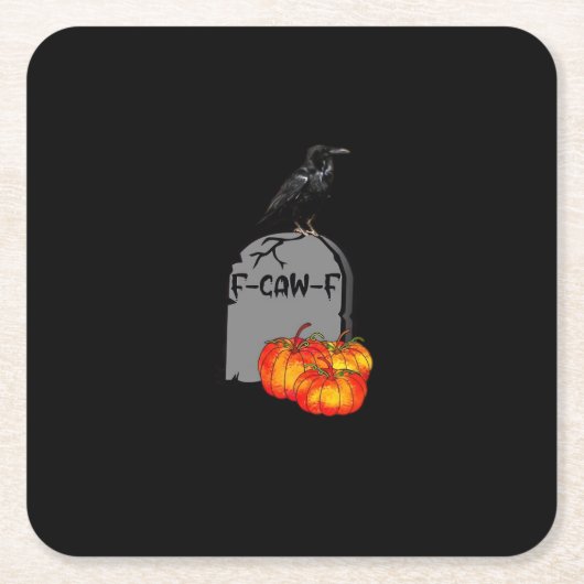 F-Caw-F Crow Classic Retro Cool スクエアペーパーコースター (正面)