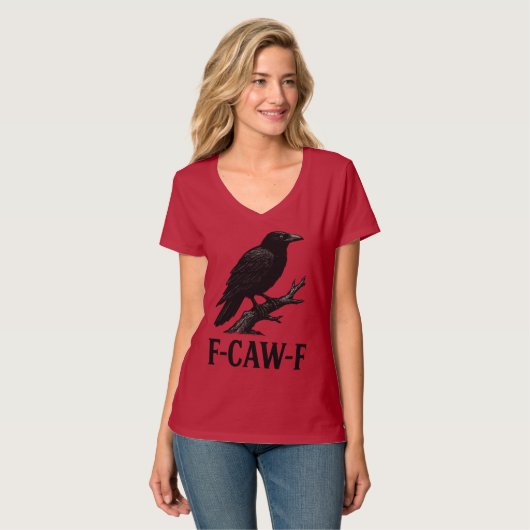 F-CAW-F Crow Design – Dark Humor Bird Pun Tシャツ (正面フル)