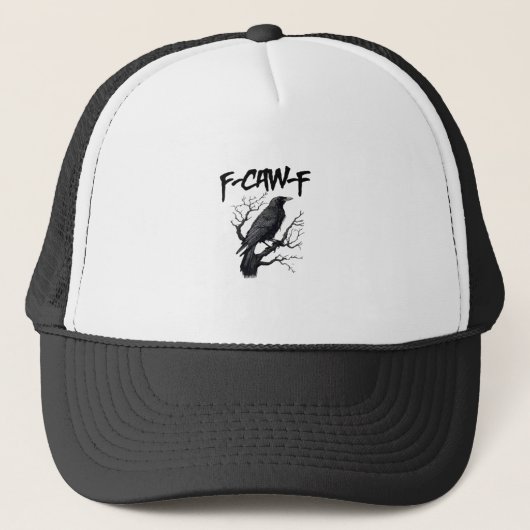 F Caw F Crow, F-Caw-F おもしろ鳥ミーム キャップ (正面)