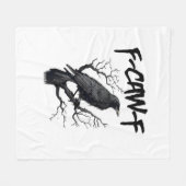 F Caw F Crow, F-Caw-F おもしろ鳥ミーム フリースブランケット (正面(横))