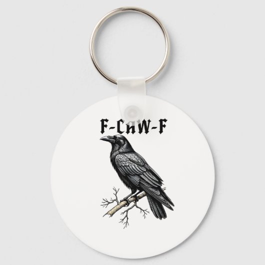 F Caw F Crow, F-Caw-F かわいい鳥のミーム キーホルダー (正面)