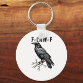 F Caw F Crow, F-Caw-F かわいい鳥のミーム キーホルダー (正面)