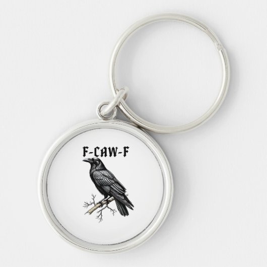 F Caw F Crow, F-Caw-F かわいい鳥のミーム キーホルダー (正面)