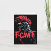 F-caw-f Crow Funny Gothic Moon Black Bird ハロウィン カード (正面)
