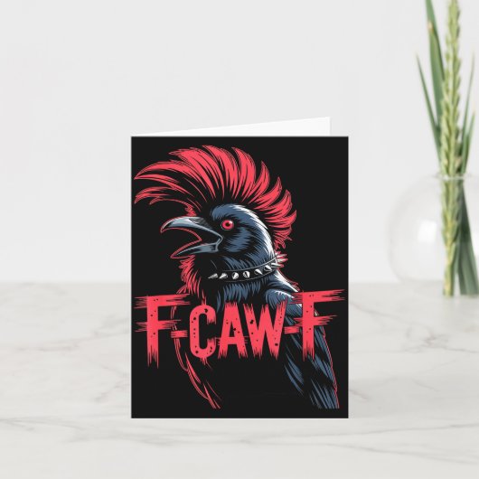 F-caw-f Crow Funny Gothic Moon Black Bird ハロウィン カード (正面)
