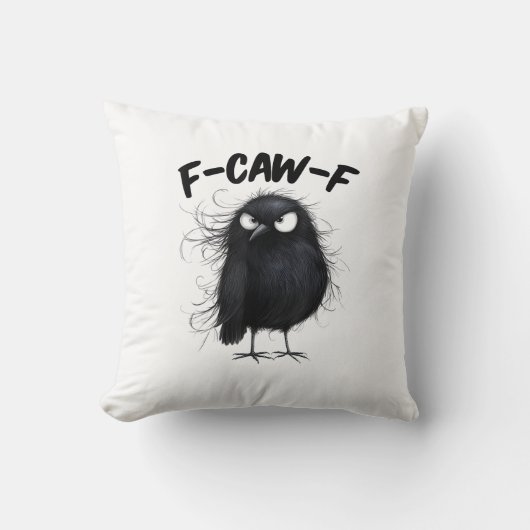 F-Caw-F Crow Funny Raven Bird Lovers Creative Styl クッション (正面)