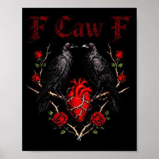 F Caw F Crow Heart Funny Anti Valentine Day Single ポスター (正面)