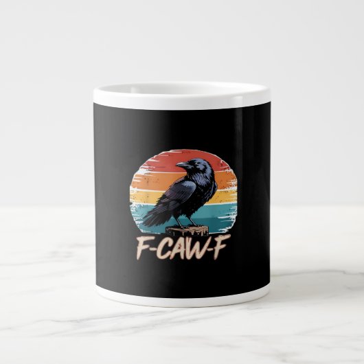 F-Caw-F Crow Humor Funny Gothic Retro Classic ジャンボコーヒーマグカップ (正面)