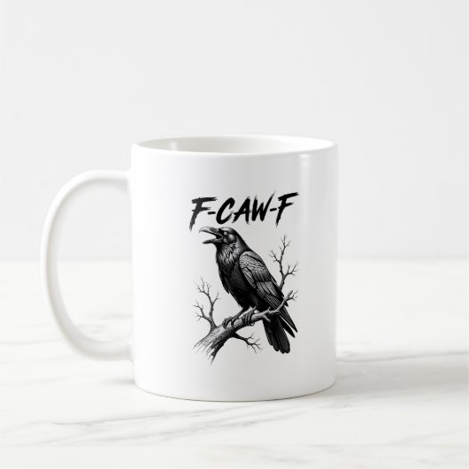 F Caw F Crow Lover Raven Meme Classic Style コーヒーマグカップ (左)