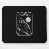 F-Caw-F Crow Minimal – Retro Gothic Bird Funny Rav マウスパッド (正面)