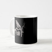 F-Caw-F Crow Pun Funny Bird Cawing Grunge Back コーヒーマグカップ (正面左)
