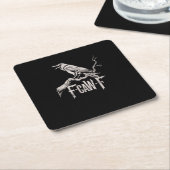 F-Caw-F Crow Pun Funny Bird Cawing Grunge Back スクエアペーパーコースター (アングル)