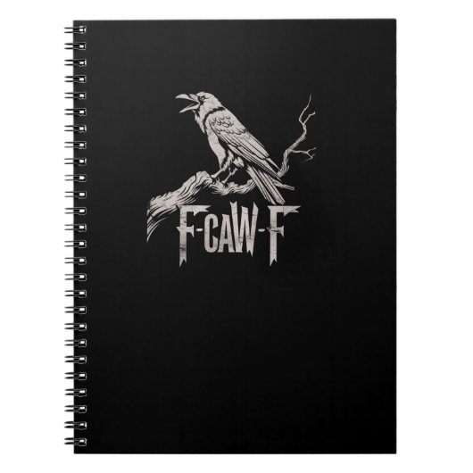 F-Caw-F Crow Pun Funny Bird Cawing Grunge Back Tri ノートブック (正面)