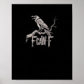 F-Caw-F Crow Pun Funny Bird Cawing Grunge Back Tri ポスター (正面)