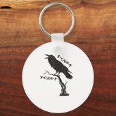 F-Caw-F Crow Pun Funny Bird Cawing Grunge Creative キーホルダー (正面)