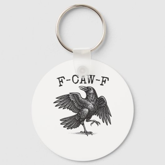 F-Caw-F Crow Pun Funny Bird Cawing Grunge Retro Cl キーホルダー (正面)
