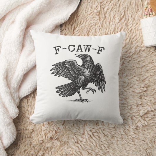 F-Caw-F Crow Pun Funny Bird Cawing Grunge Retro Cl クッション (ブランケット)