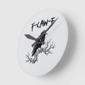 f-caw-f crow raven pun ラウンド壁時計 (傾斜)