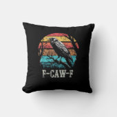 F-Caw-F Crow Retro Sunset Pun Funny Bird Cawing Gr クッション (正面)