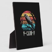 F-Caw-F Crow Retro Sunset Pun Funny Bird Cawing Gr フォトプラーク (側面)