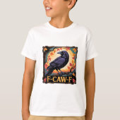F-caw-f Crow Spooky Halloween Fall Leaves Thanksgi Tシャツ (正面)