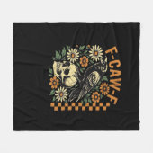 F-Caw-F Crow Vintage Graphic フリースブランケット (正面(横))