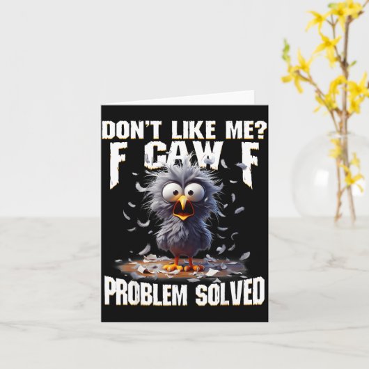 F Caw F Funny Angry Chicken Don't Like Me Problem  カード (黄色い花)