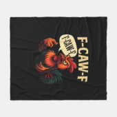 F Caw F Funny Angry Rooster Graphic Retro Style フリースブランケット (正面(横))