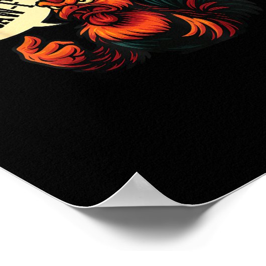 F Caw F Funny Angry Rooster Graphic Retro Style ポスター (角)