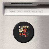 F Caw F Funny Angry Rooster Graphic Retro Style マグネット (インサイチュ (食洗機))
