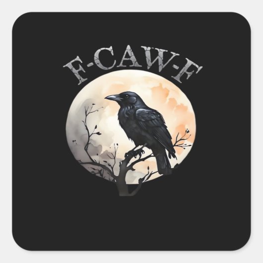 F Caw F Funny Bird Moon Minimal Clean Style スクエアシール (正面)
